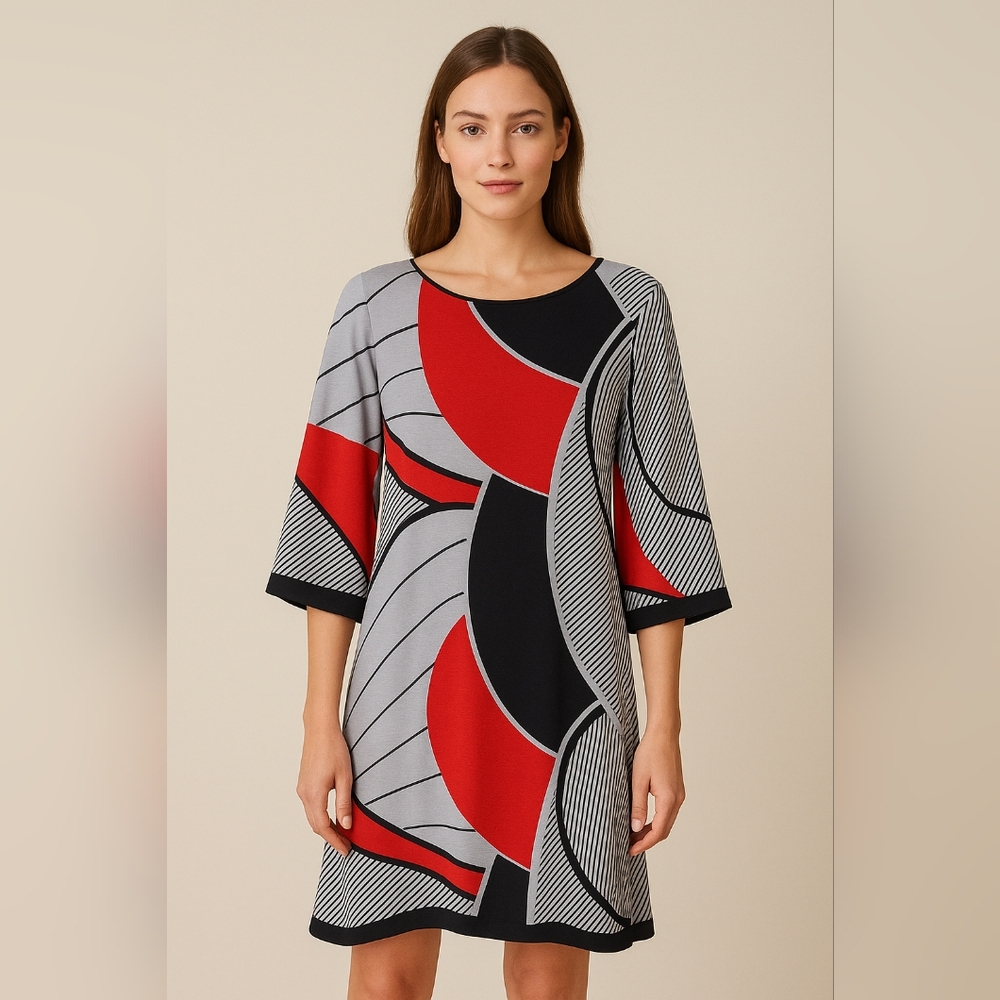 Joseph Ribkoff Vintage Y2K Art Deco Geometric Dress 90s 2000s Size 12